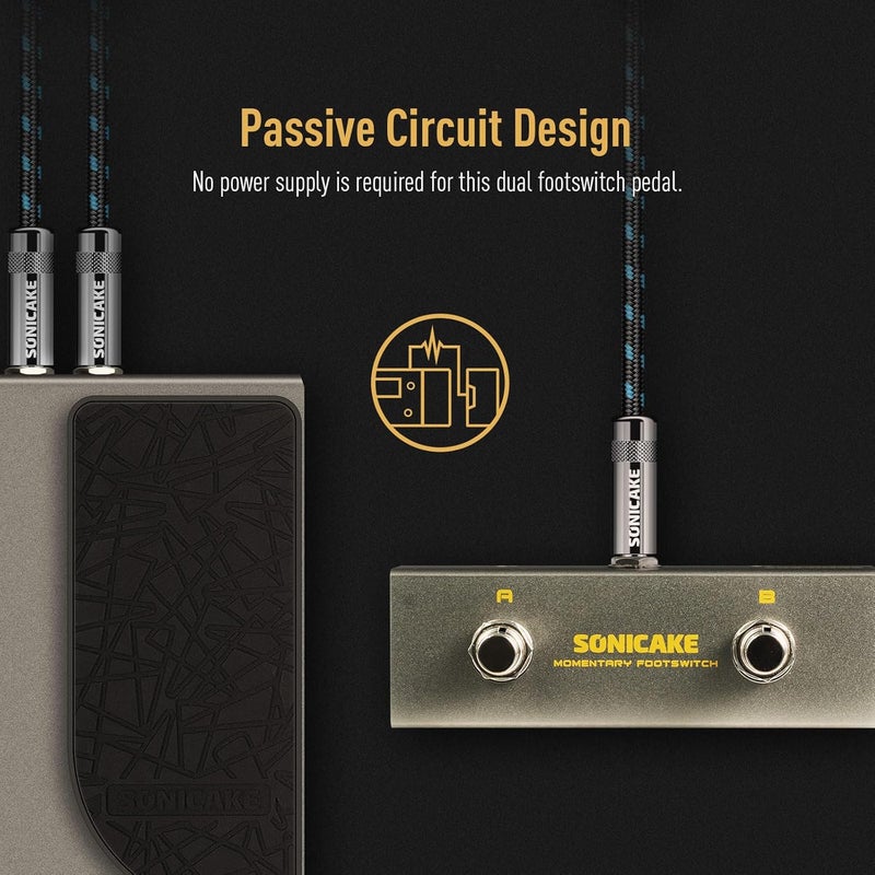 SONICAKE Dual Footswitch Pedal for Guitar Effect Pedal Dual Momentary Foot Switch Guitar Pedal with TRS Cable - Image 5